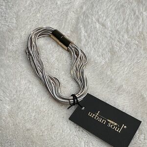 Urban Soul Guitar String Bracelet Magnetic Closure Silver and Gold NWT